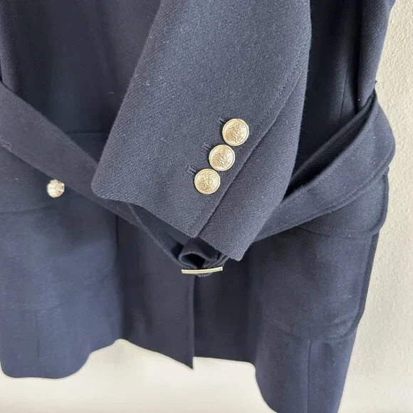 Talbots Navy Wool Blend Belted Timeless Classic Blazer Jacket - Picture 6 of 12